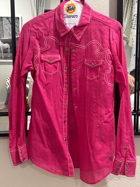 Ariat Hot Pink Western Button-Down Shirt (Snaps)